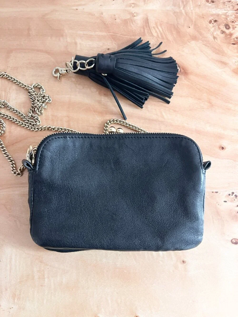 Vintage D&G Dolce Gabbana Black Leather Small Lily Twist Kiss Lock Clutch